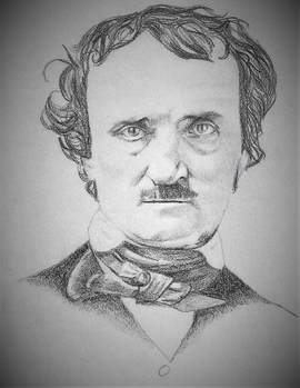 Black and white portrait of Edgar Allan Poe